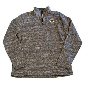 Green Bay Packers Men's Large Gray 1/4 Zip Pullover NFL Team Apparel Long Sleeve